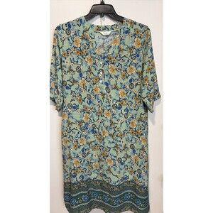 Aviier Muumuu House Dress Women Green Floral Nightgown Size XL